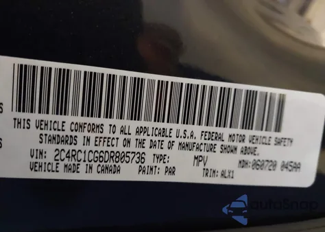 2013 Chrysler Town & Country Touring-L из США, поврежденный, VIN 2C4RC1CG6DR805736